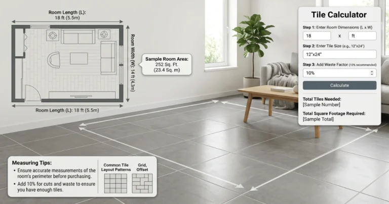 Tile calculator room measurements and square footage guide