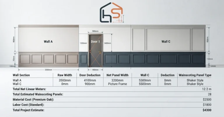Wainscoting calculator wall measurement guide.