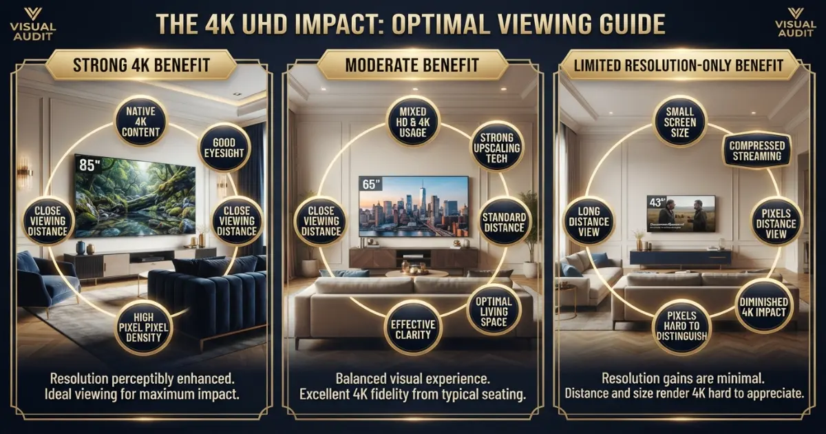 When 4K viewing distance makes a strong moderate or limited difference