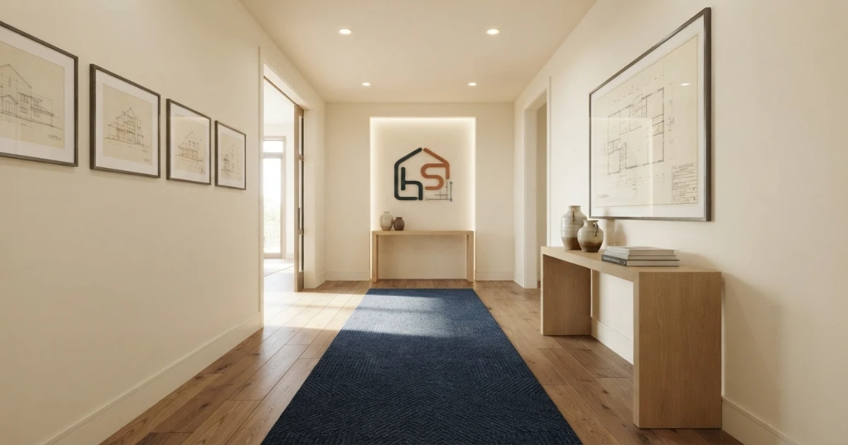 Hallway runner rug size for a wide hallway with centered placement