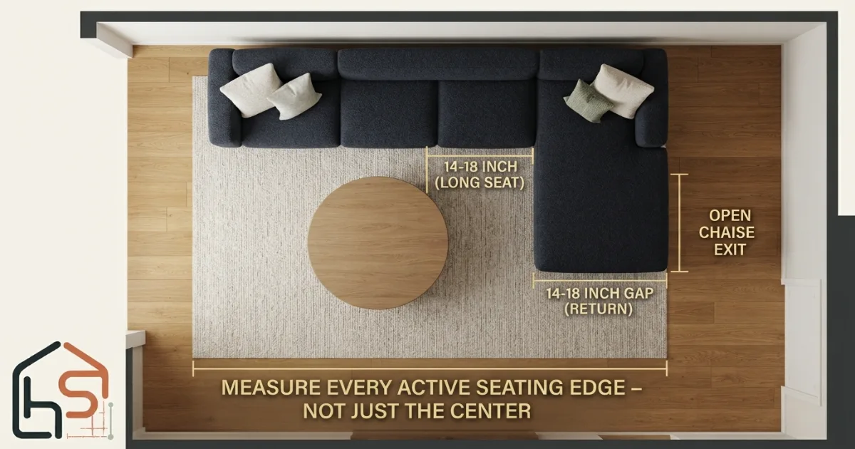 Coffee table spacing in a small living room with a 14 to 16 inch sofa gap