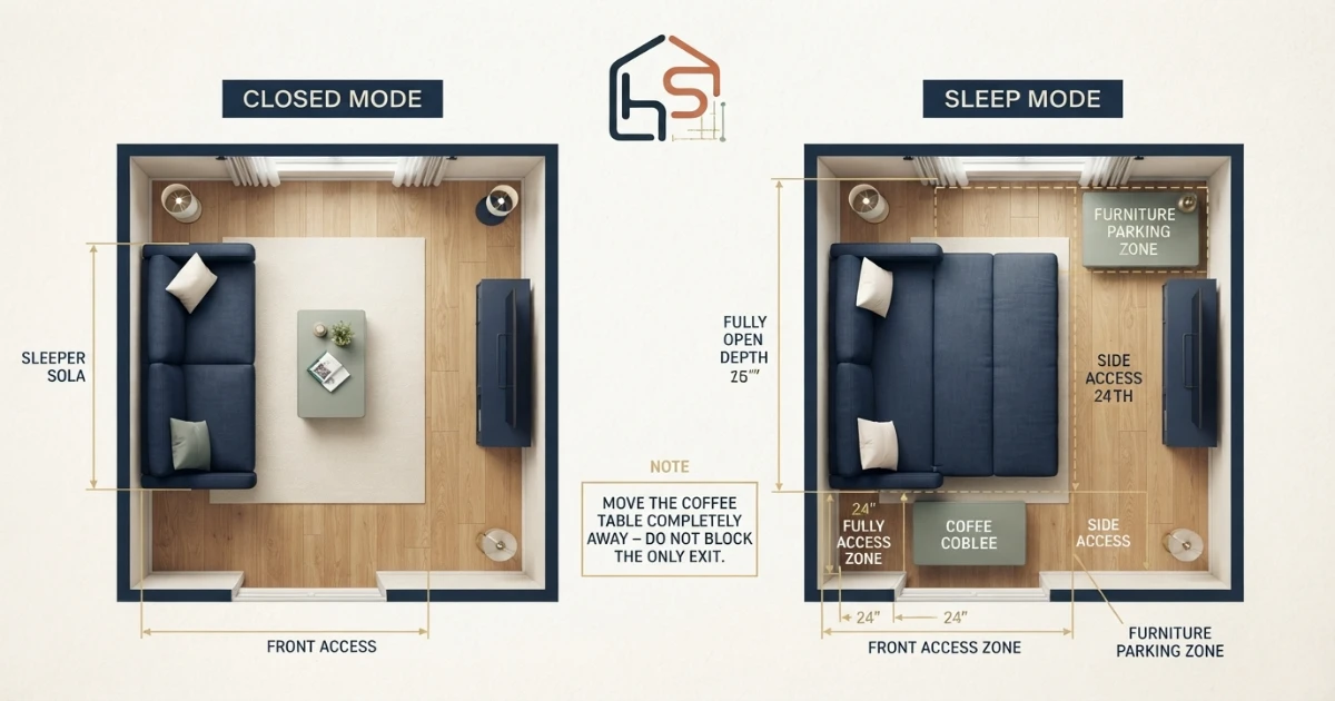 Sleeper sofa dimensions and room layouts for twin full queen and sectional sleepers