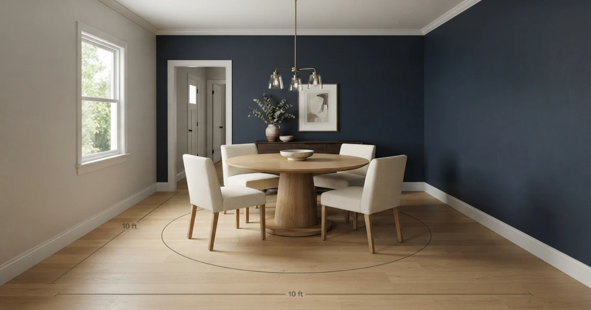 Dining table for 10x10 room with four chairs and measured clearance