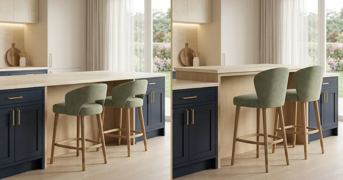 Counter and bar dining table height with correctly matched stools