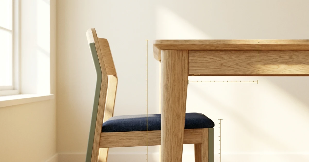 Dining table height seat gap tabletop thickness and apron measurement