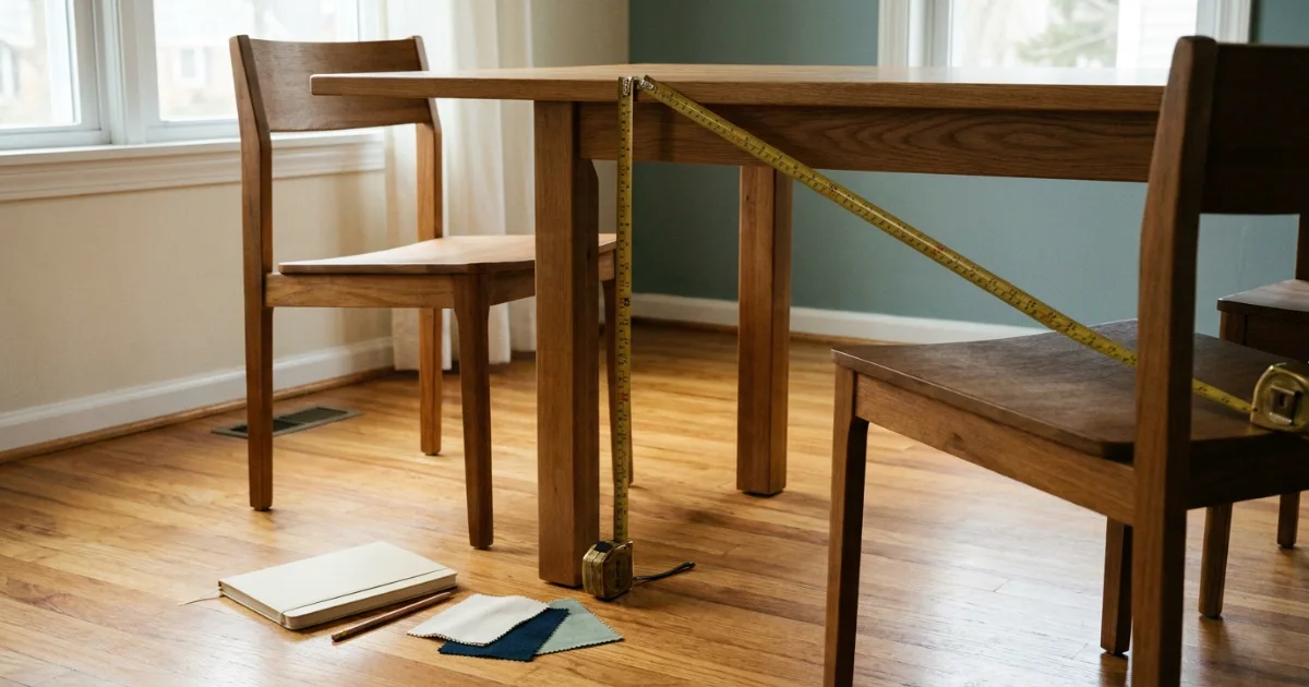 How to measure dining table height from finished floor to tabletop and seat